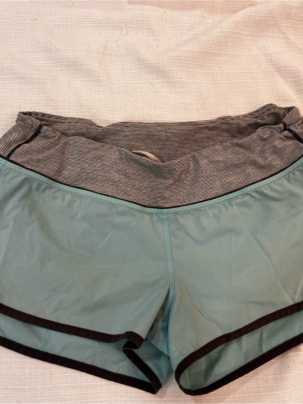 lululemon athletica Aqua Blue Athletic Shorts with Black Trim
